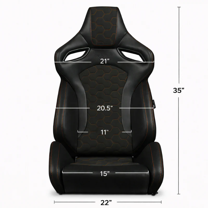 Orue-S Series Sport Seats - Black Leatherette (Honeycomb Alcantara) - Image 13
